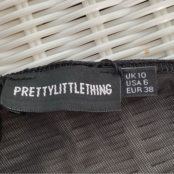 Pretty Little Thing Black Mesh Ring Detail Bandeau Top Size 6 NWT - Picture 13 of 17
